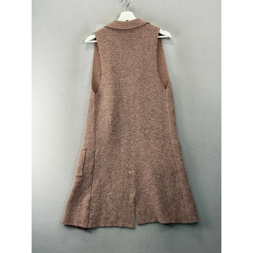 Love Tree Sleeveless Sweater Vest Long Cardigan Blush Coral Notch Collar Pockets